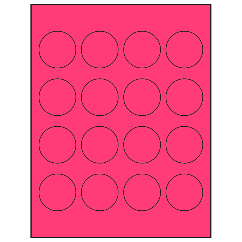 1.75" Fluorescent Pink Circular Sheet Labels