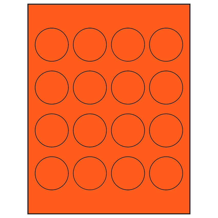 1.75" Fluorescent Red Circular Sheet Labels