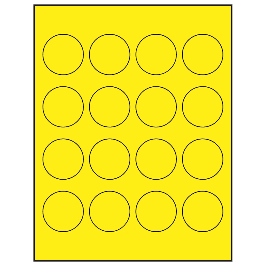 1.75" Fluorescent Yellow Circular Sheet Labels