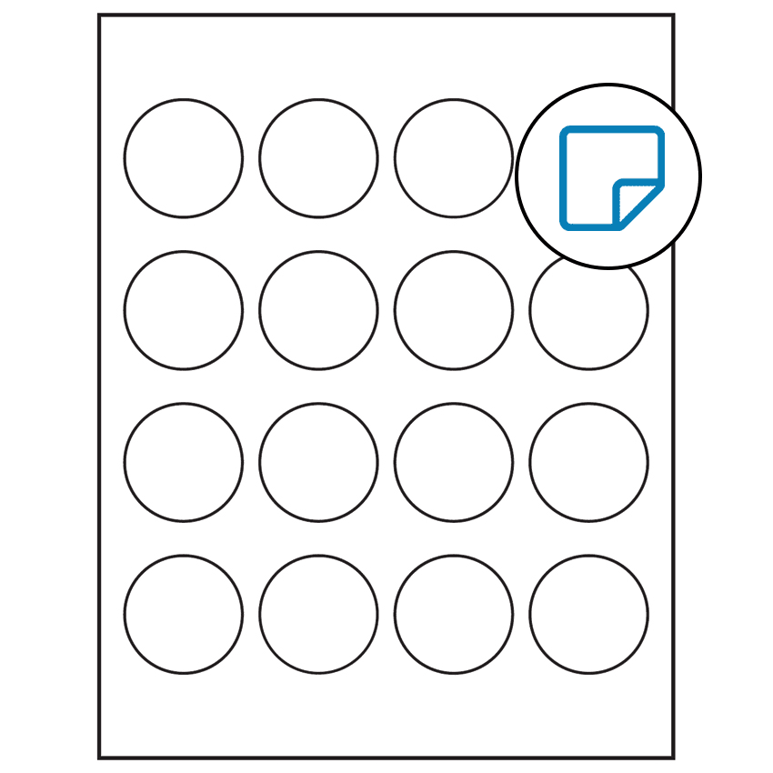 1.75" White Circular Sheet Labels - Removable Adhesive
