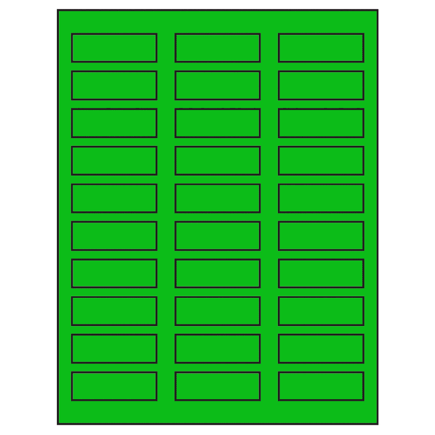 2.25" x 0.75" Fluorescent Green Rectangular Sheet Labels