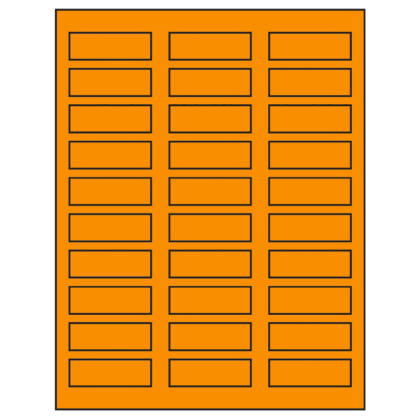 2.25" x 0.75" Fluorescent Orange Rectangular Sheet Labels
