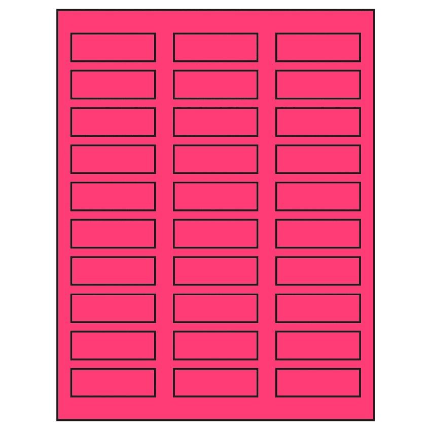 2.25" x 0.75" Fluorescent Pink Rectangular Sheet Labels