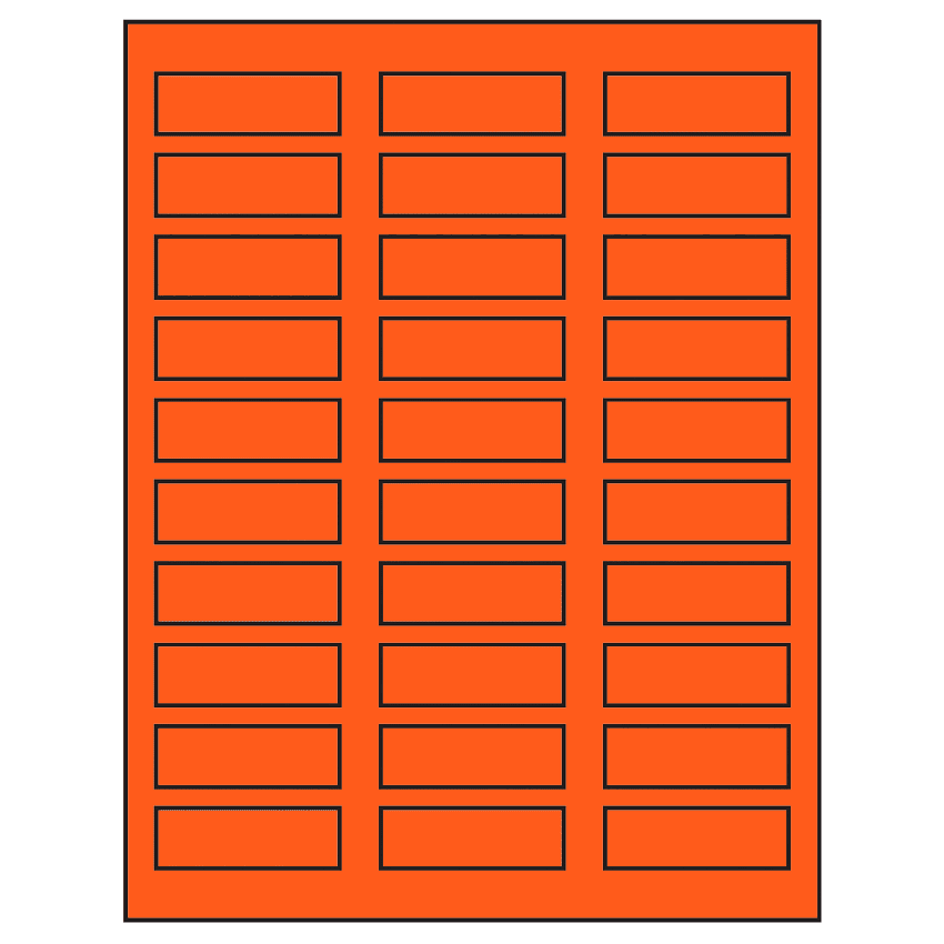 2.25" x 0.75" Fluorescent Red Rectangular Sheet Labels
