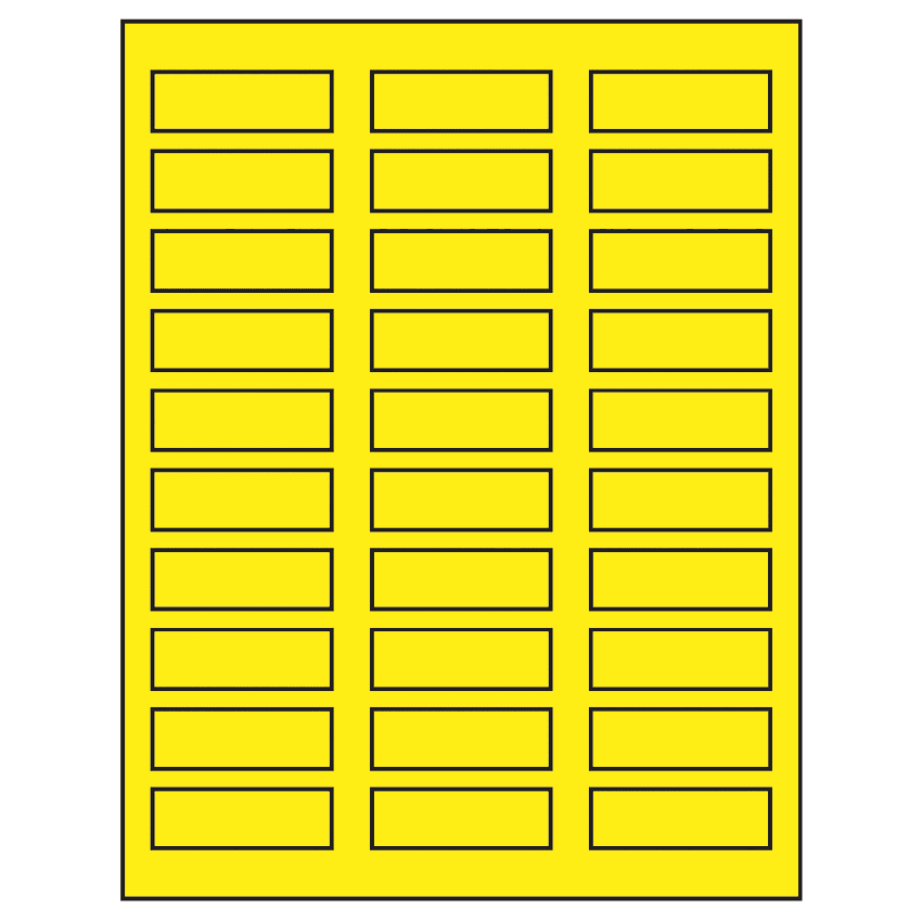 2.25" x 0.75" Fluorescent Yellow Rectangular Sheet Labels