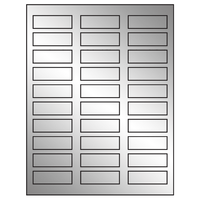 2.25" x 0.75" Silver Foil Rectangular Sheet Labels