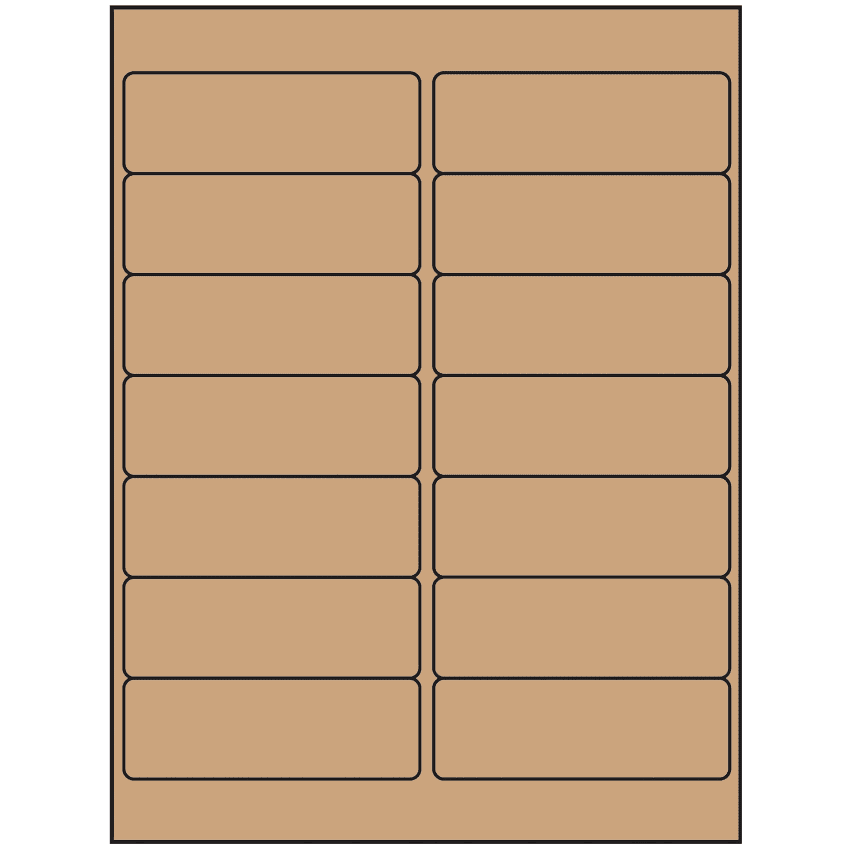 4" x 1.33" Brown Kraft Rectangular Sheet Labels