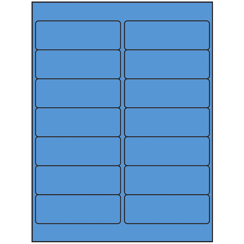4" x 1.33" Fluorescent Blue Rectangular Sheet Labels