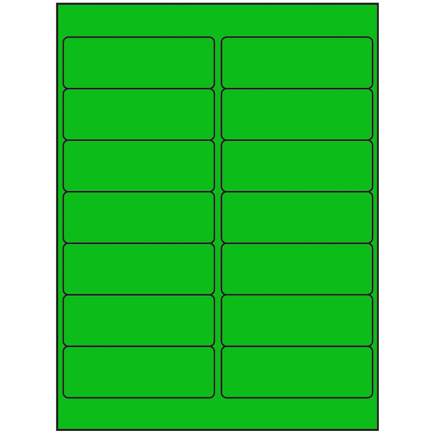 4" x 1.33" Fluorescent Green Rectangular Sheet Labels