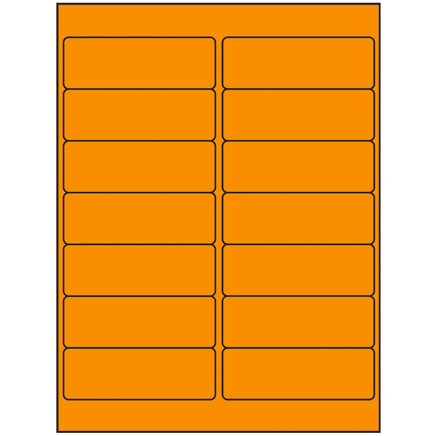 4" x 1.33" Fluorescent Orange Rectangular Sheet Labels