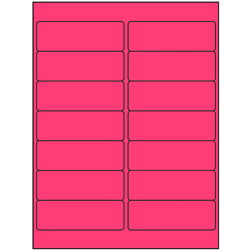4" x 1.33" Fluorescent Pink Rectangular Sheet Labels