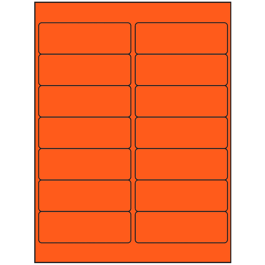 4" x 1.33" Fluorescent Red Rectangular Sheet Labels
