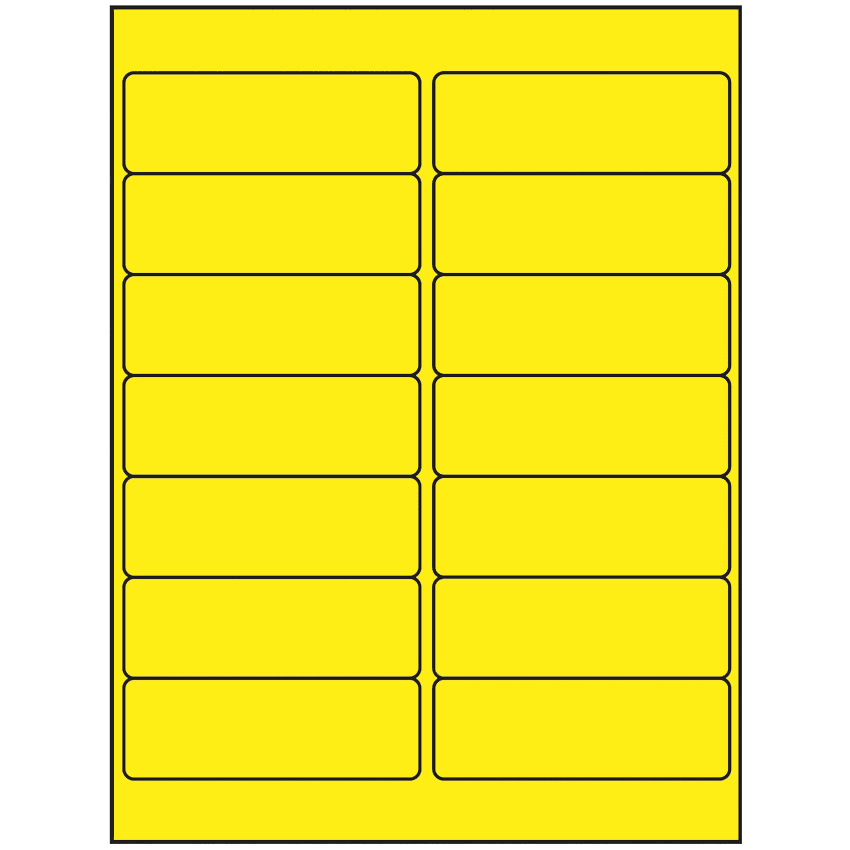 4" x 1.33" Fluorescent Yellow Rectangular Sheet Labels