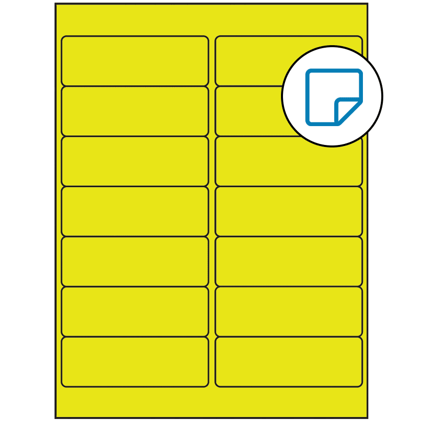 4" x 1.33" Fluorescent Yellow Rectangular Sheet Labels - Removable Adhesive