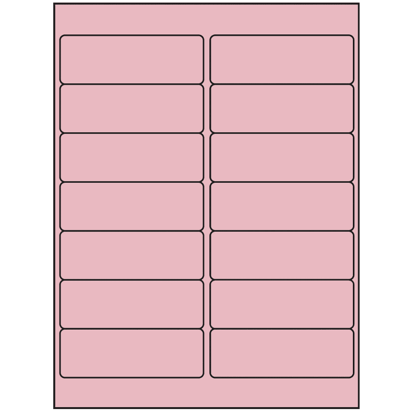 4" x 1.33" Pastel Pink Rectangular Sheet Labels