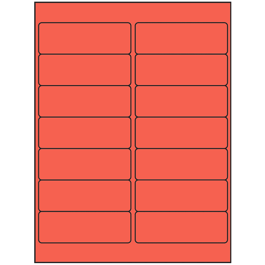 4" x 1.33" Red Rectangular Sheet Labels