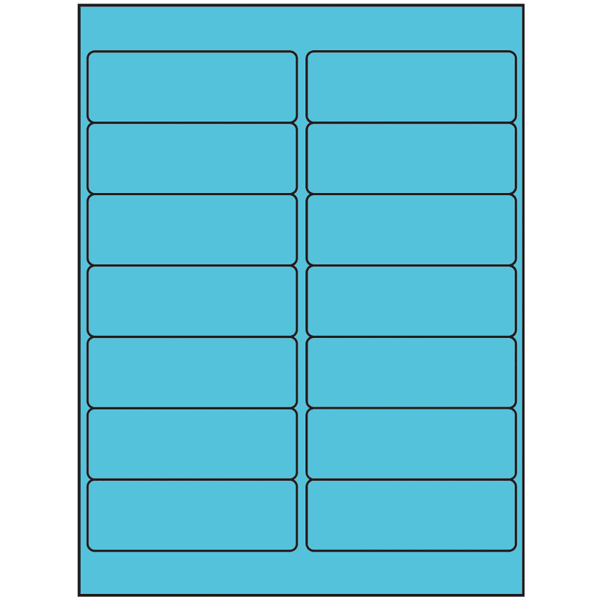 4" x 1.33" Turquoise Rectangular Sheet Labels