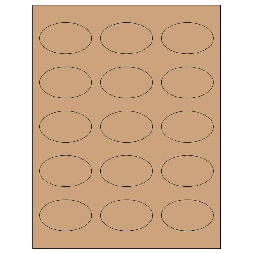 2.375" x 1.4375" Brown Kraft Oval Sheet Labels