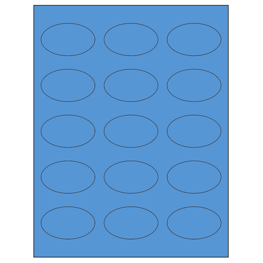 2.375" x 1.4375" Fluorescent Blue Oval Sheet Labels