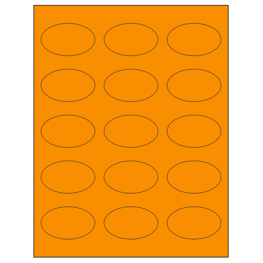 2.375" x 1.4375" Fluorescent Orange Oval Sheet Labels