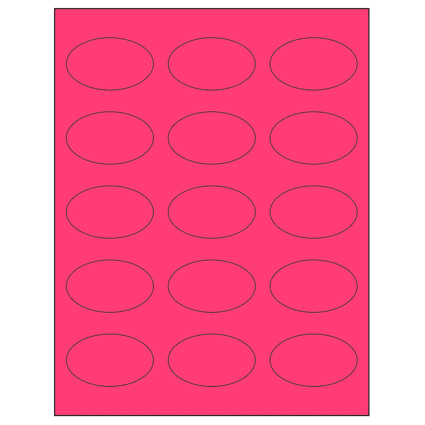 2.375" x 1.4375" Fluorescent Pink Oval Sheet Labels