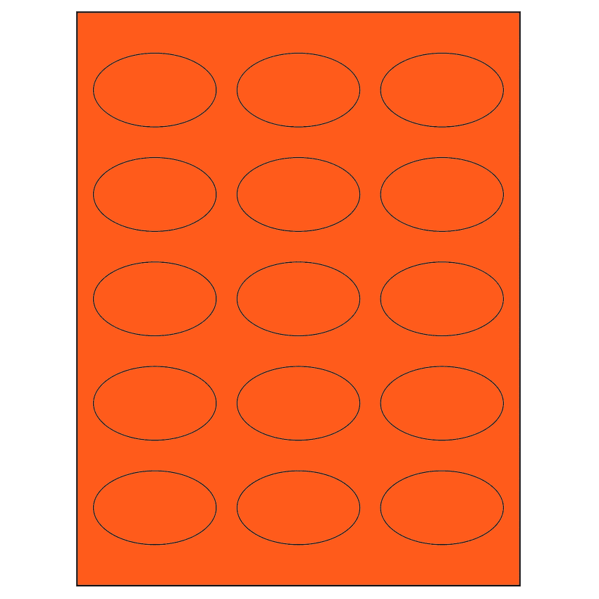 2.375" x 1.4375" Fluorescent Red Oval Sheet Labels