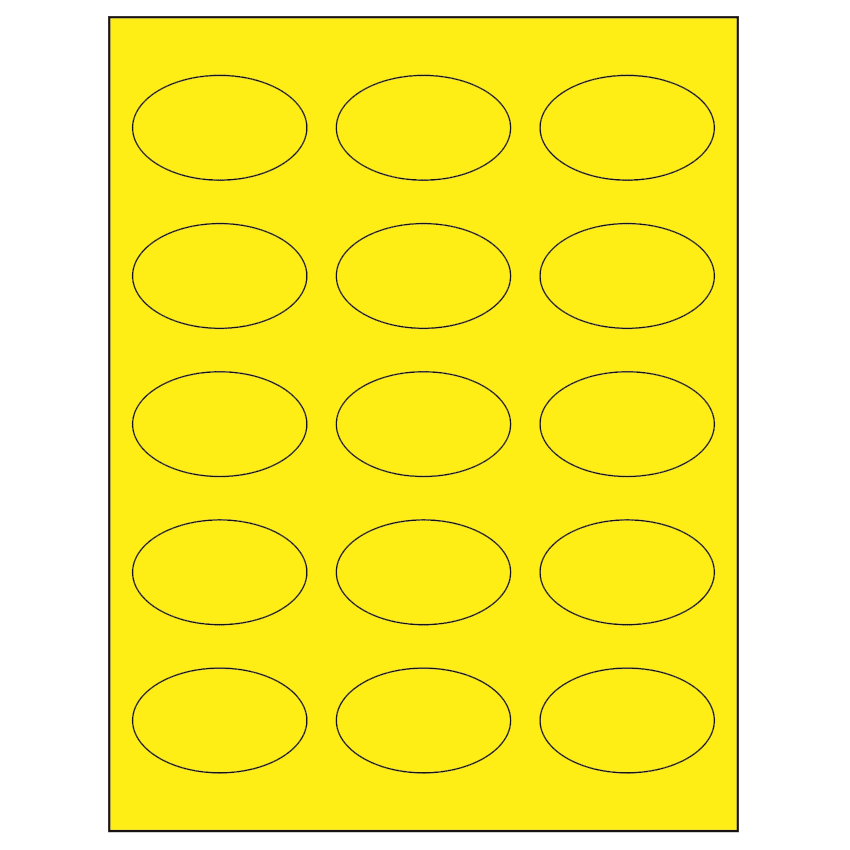 2.375" x 1.4375" Fluorescent Yellow Oval Sheet Labels