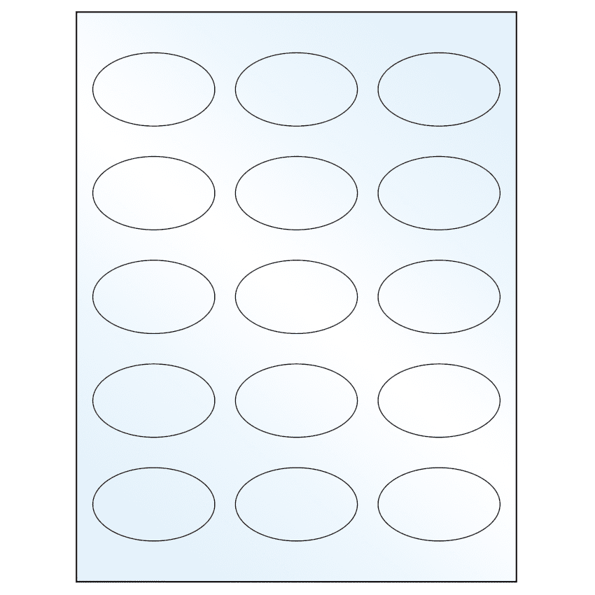 2.375" x 1.4375" White Mid Gloss Oval Sheet Labels