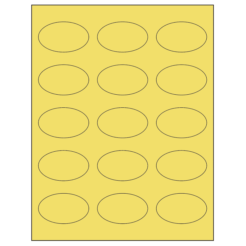 2.375" x 1.4375" Pastel Yellow Oval Sheet Labels