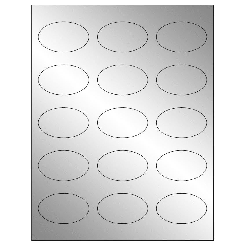 2.375" x 1.4375" Silver Foil Oval Sheet Labels