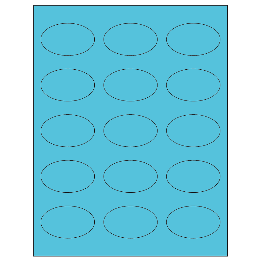 2.375" x 1.4375" Turquoise Oval Sheet Labels