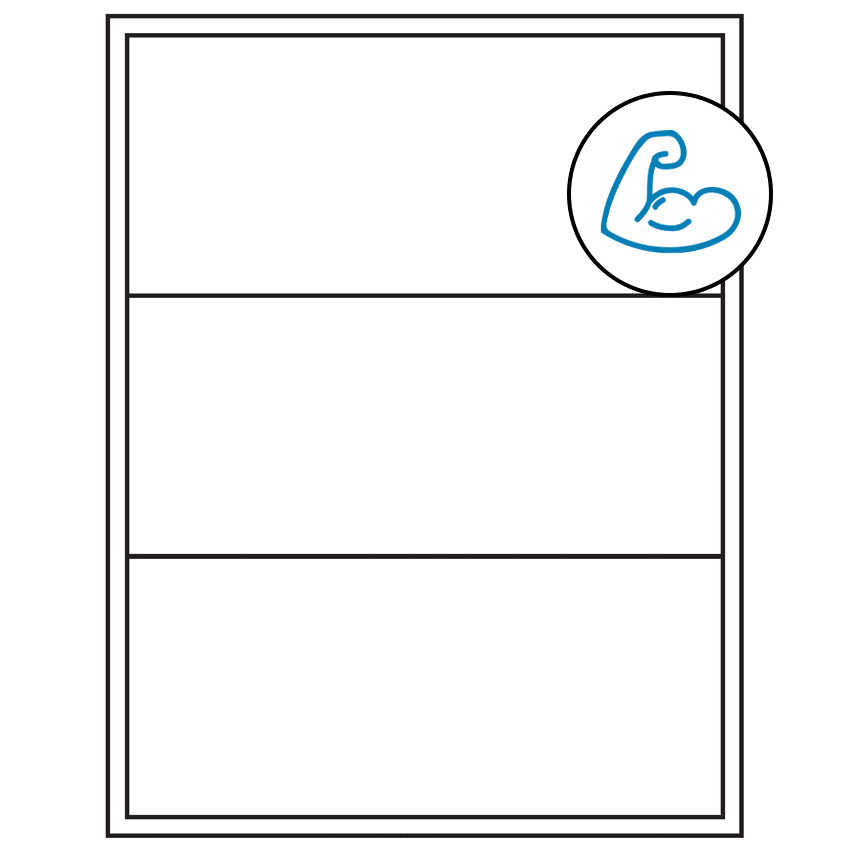 8" x 3.5" White Rectangular Sheet Labels (3-UP) - Ultra Aggressive Adhesive