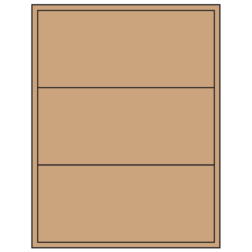 8" x 3.5" Brown Kraft Rectangular Sheet Labels (3-UP)
