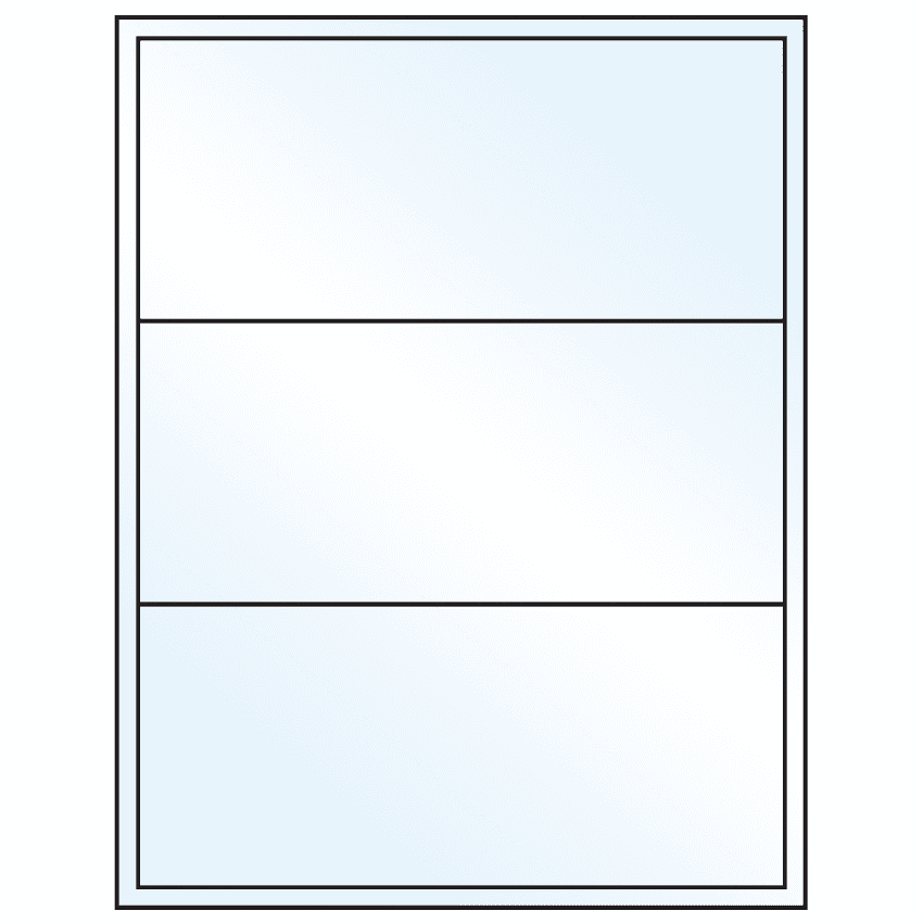 8" x 3.5" Crystal Clear Rectangular Sheet Labels (3-UP)