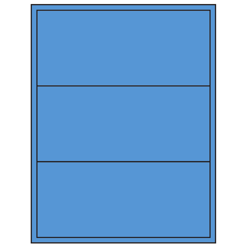 8" x 3.5" Fluorescent Blue Rectangular Sheet Labels (3-UP)