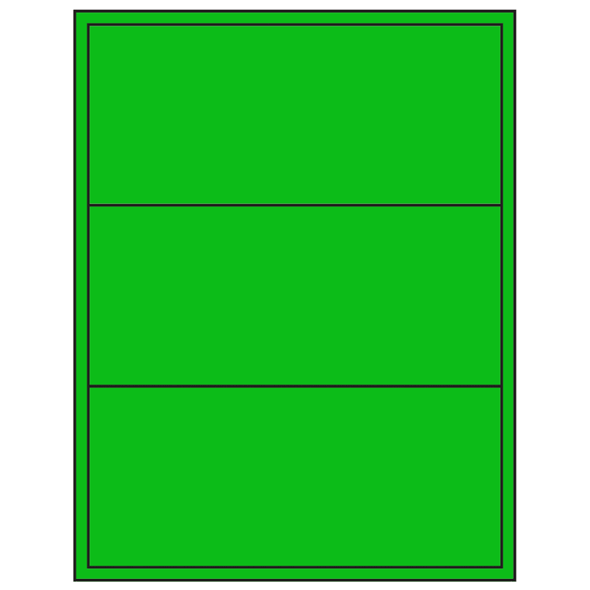 8" x 3.5" Fluorescent Green Rectangular Sheet Labels (3-UP)