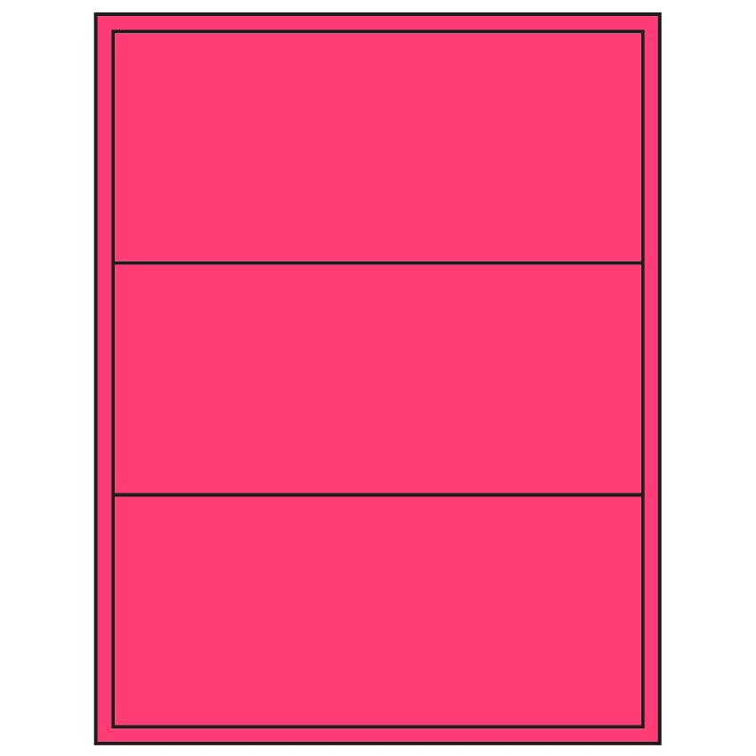 8" x 3.5" Fluorescent Pink Rectangular Sheet Labels (3-UP)