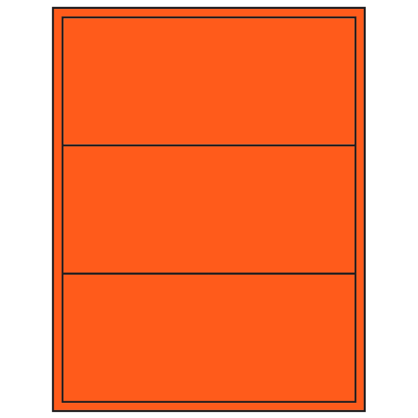 8" x 3.5" Fluorescent Red Rectangular Sheet Labels (3-UP)