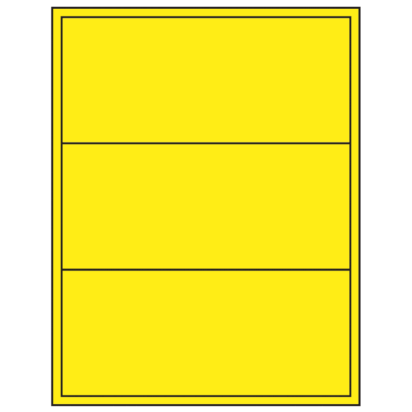 8" x 3.5" Fluorescent Yellow Rectangular Sheet Labels (3-UP)