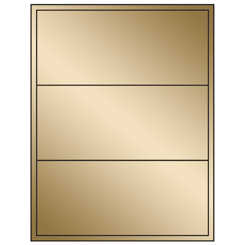8" x 3.5" Gold Foil Rectangular Sheet Labels (3-UP)
