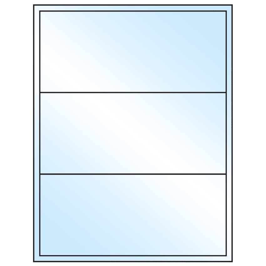 8" x 3.5" White Premium High Gloss Rectangular Sheet Labels (3-UP)