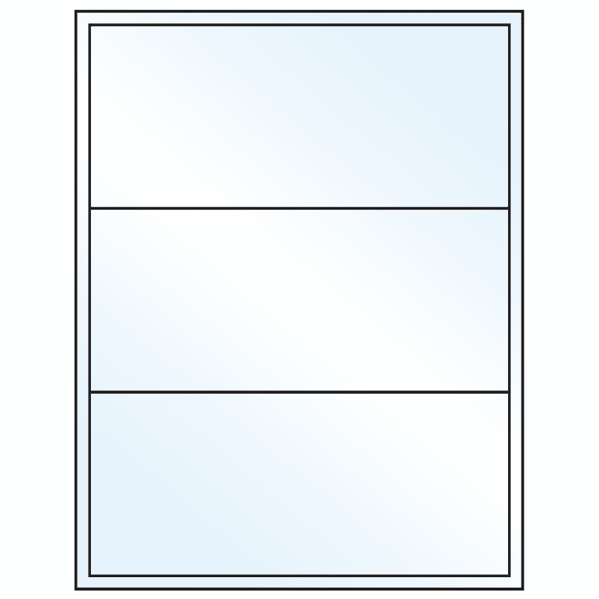8" x 3.5" White Mid Gloss Rectangular Sheet Labels (3-UP)