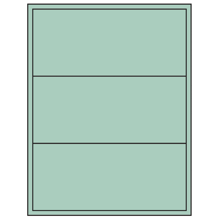 8" x 3.5" Pastel Green Rectangular Sheet Labels (3-UP)