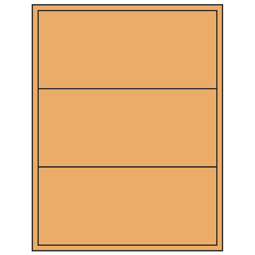 8" x 3.5" Pastel Orange Rectangular Sheet Labels (3-UP)