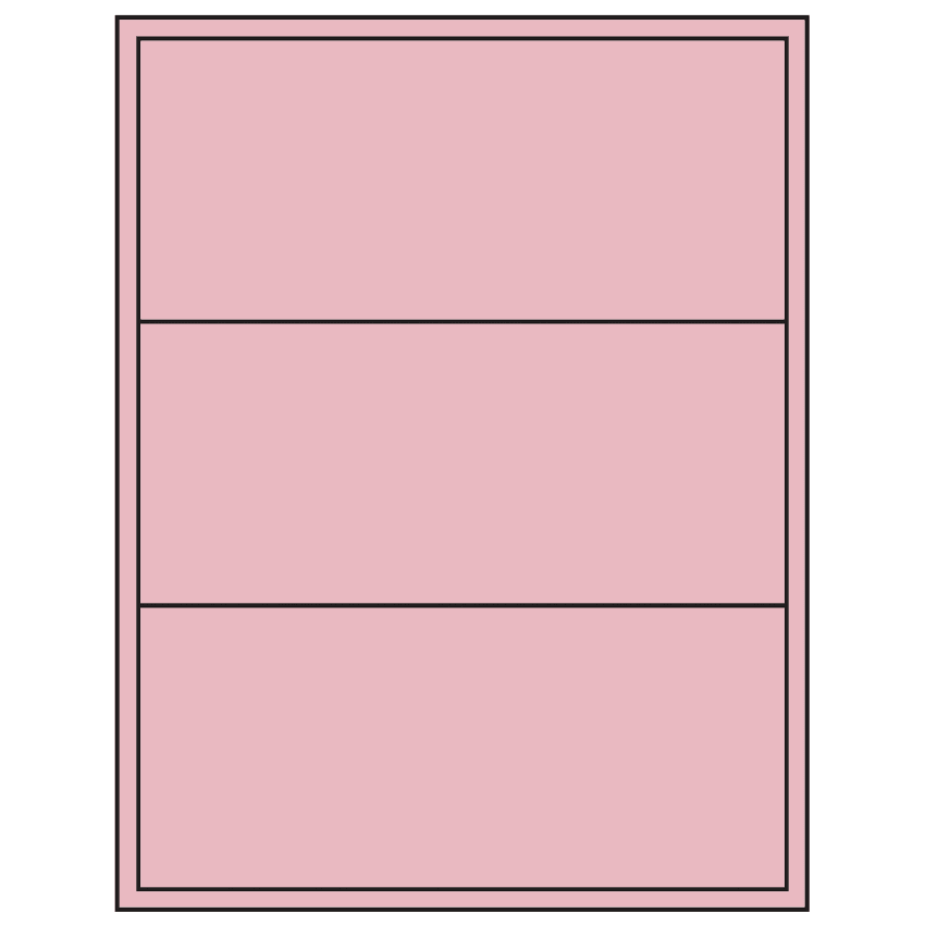 8" x 3.5" Pastel Pink Rectangular Sheet Labels (3-UP)