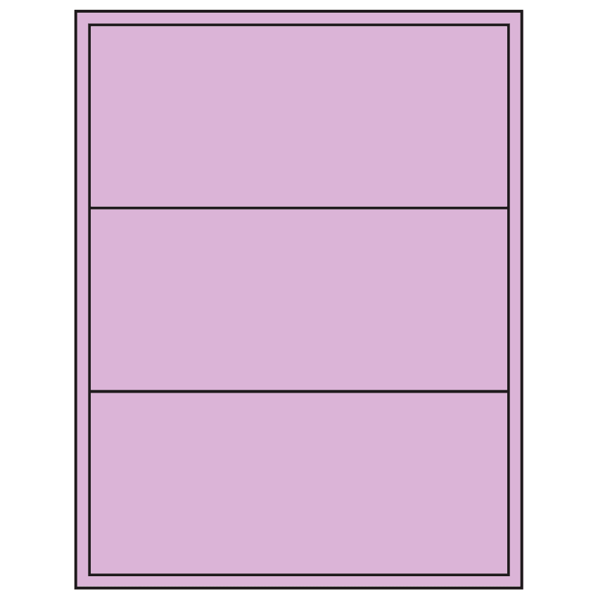 8" x 3.5" Pastel Purple Rectangular Sheet Labels (3-UP)