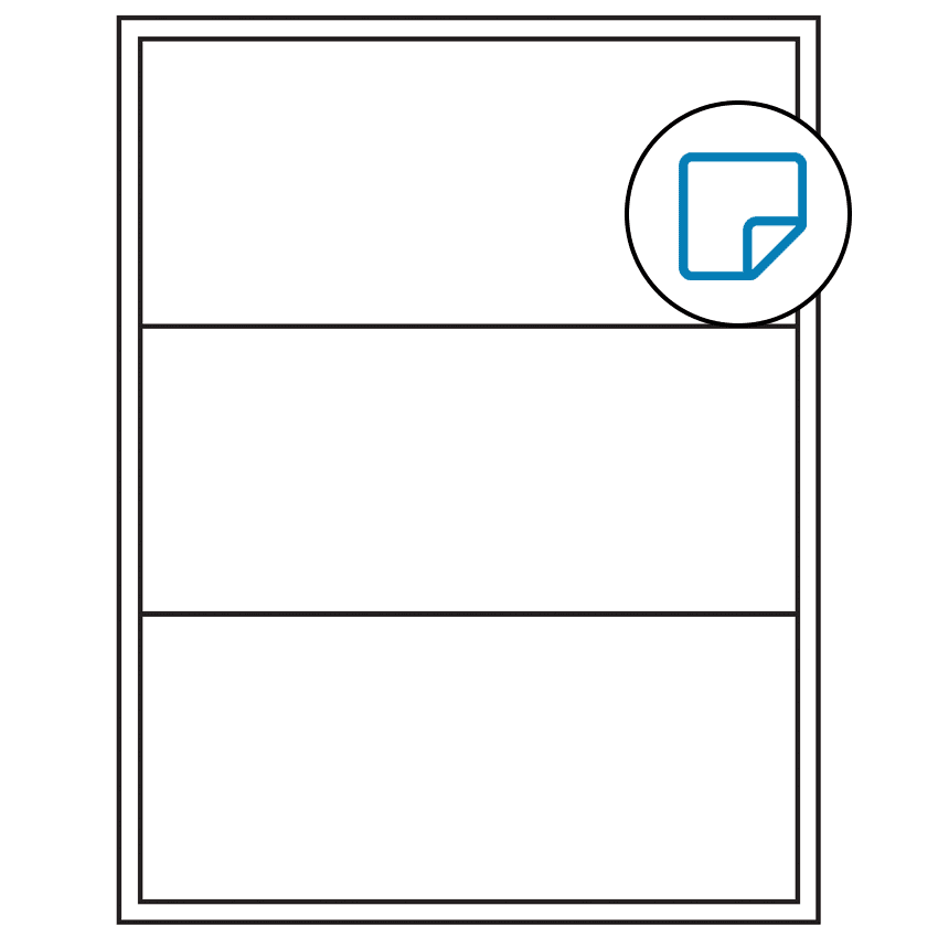 8" x 3.5" White Rectangular Sheet Labels (3-UP) - Removable Adhesive