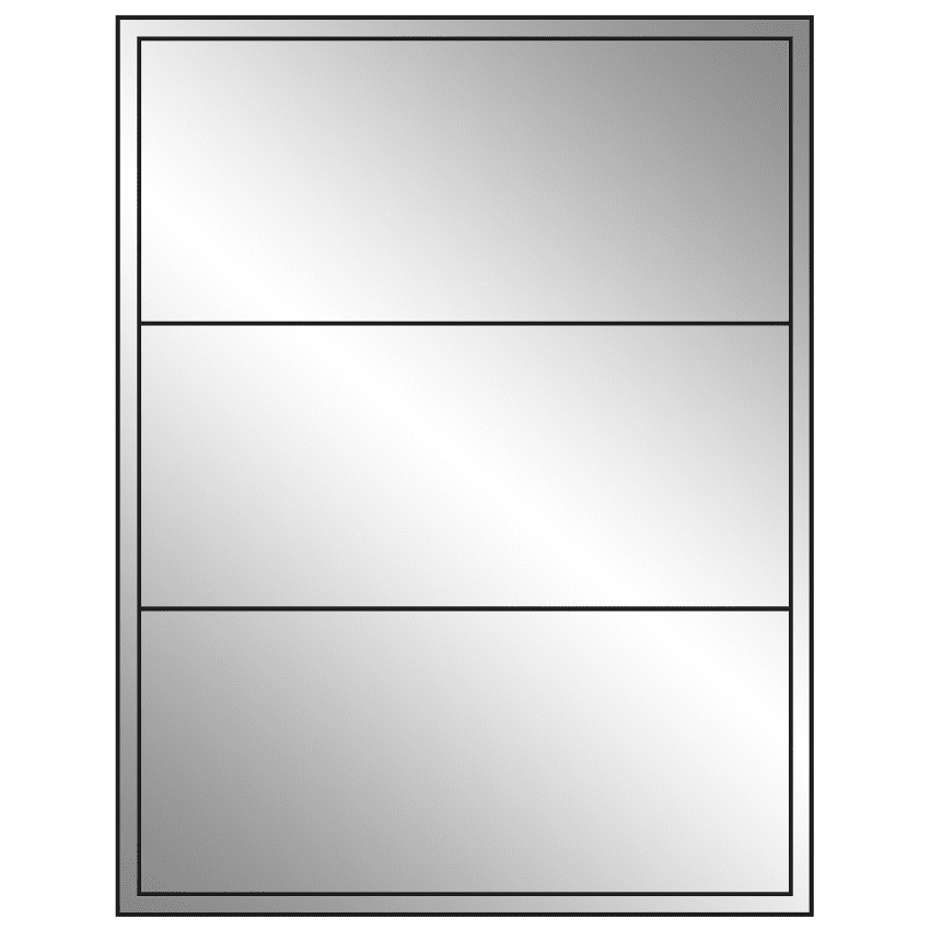 8" x 3.5" Silver Foil Rectangular Sheet Labels (3-UP)