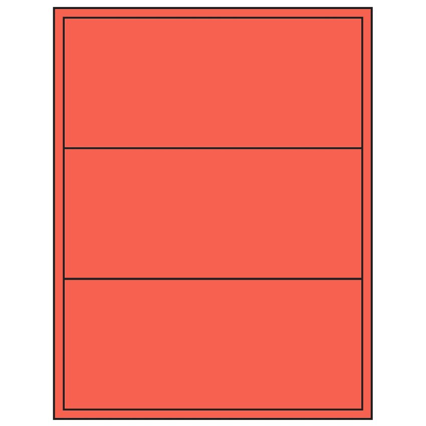 8" x 3.5" Red Rectangular Sheet Labels (3-UP)