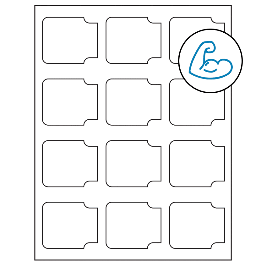 2.38" x 2" White Sheet Labels - Ultra Aggressive Adhesive